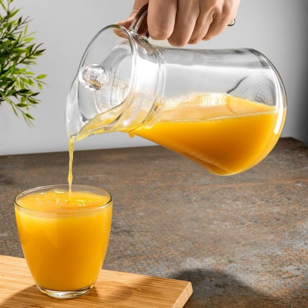 Глечик VILDE 139290 для напоїв, скляний з кришкою 1.4 л — подача соку, води, чаю