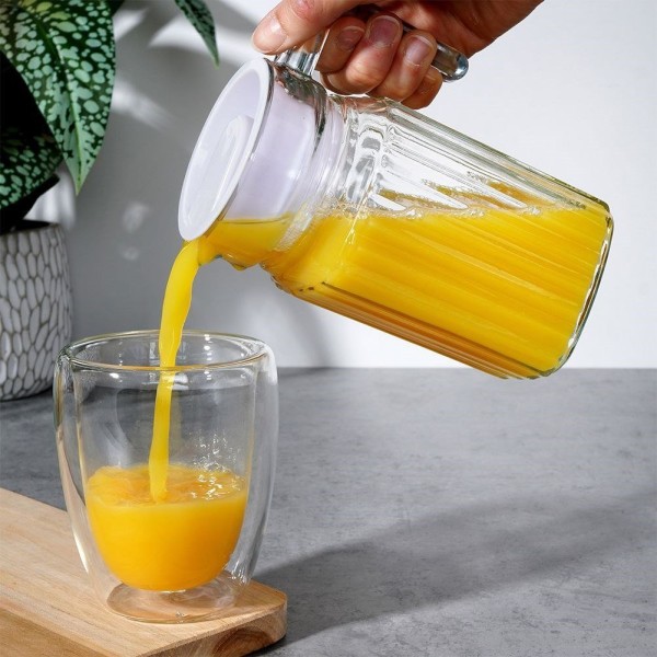 Глечик, VILDE, szklany 500–650 ml з кришкою — для напоїв, соку, води, компоту