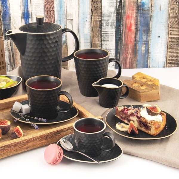 Молочник Orion Tea Time 100 мл, керамічний чорний для подачі молока та соусів