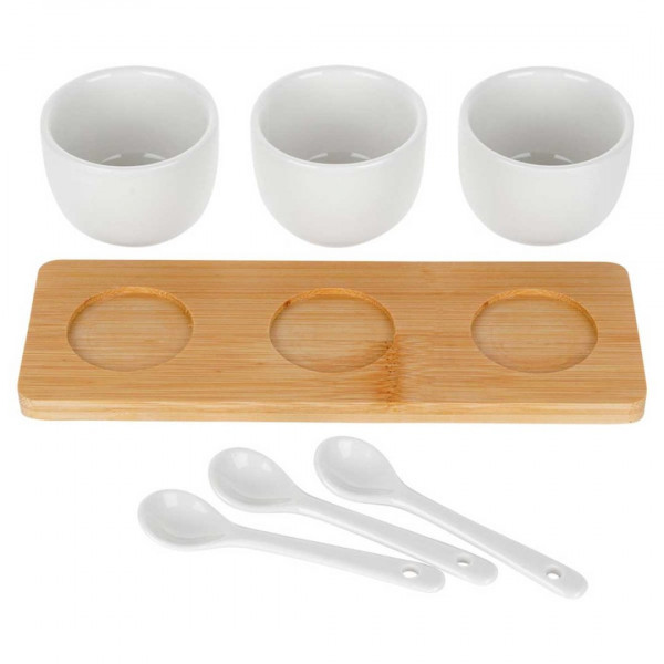 НАБІР МИСОК З ЛОЖКАМИ НА ДОШЦІ ДЛЯ ПОДАЧІ СОУСІВ ТА ЗАКУСОК 139687