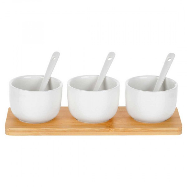 НАБІР МИСОК З ЛОЖКАМИ НА ДОШЦІ ДЛЯ ПОДАЧІ СОУСІВ ТА ЗАКУСОК 139687