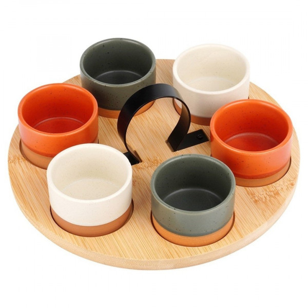 НАБІР МИСОК НА ДЕРЕВ'ЯНОМУ ПОДНОСІ ДЛЯ ПОДАЧІ СОУСІВ ТА ЗАКУСОК 139748