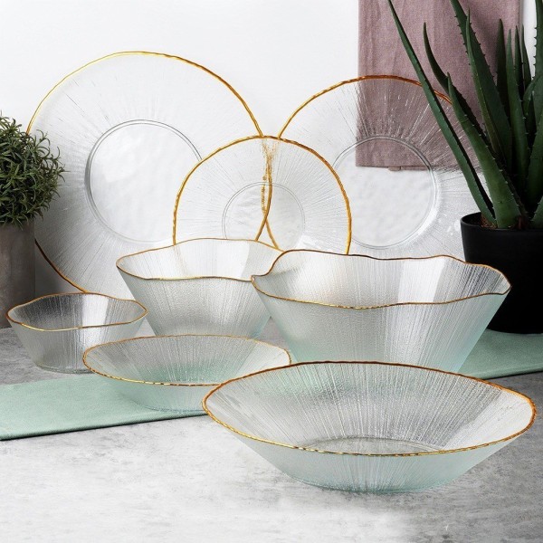 Салатна миска VILDE 139716, скло золоте 21 см, 1.2 л — для подачі салатів та закусок