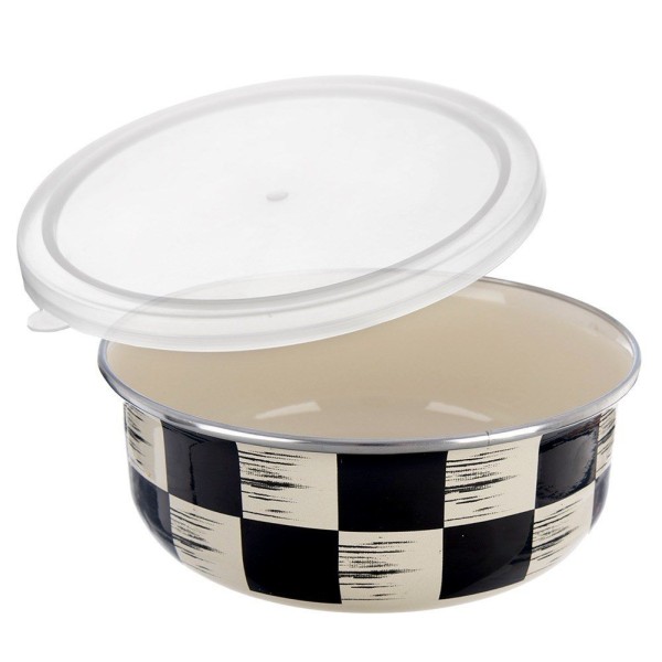 Миска емальована, Orion, Szachownica 15.5 см 800 мл, з кришкою — для приготування та сервірування