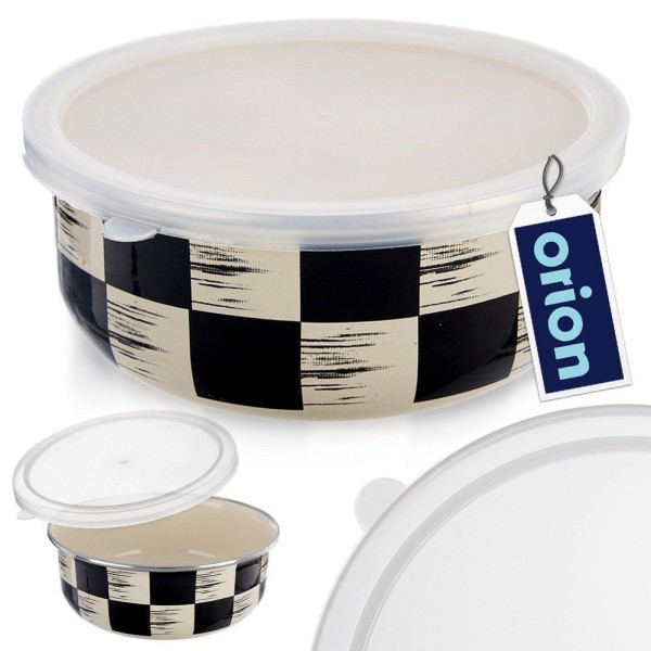 Миска емальована, Orion, Szachownica 15.5 см 800 мл, з кришкою — для приготування та сервірування