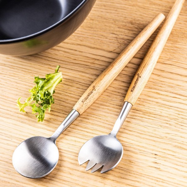 Miska porcelanowa Klausberg KB-7786 23cm do sałatek z łyżkami czarna