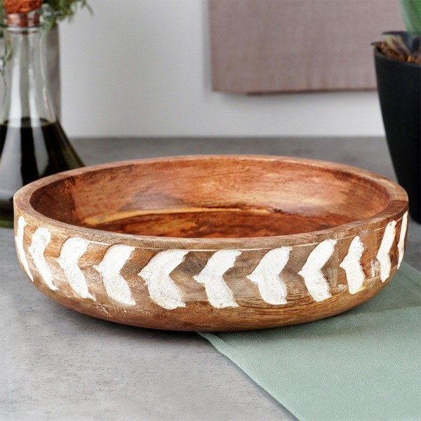 Miski do serwowania Vilde 259689 drewniana 24 cm 1,3 l na przekąski, sałatki, owoce