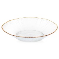 Салатна миска VILDE 139718, скляна золота 20,5 см / 500 мл — для подачі салатів і супів