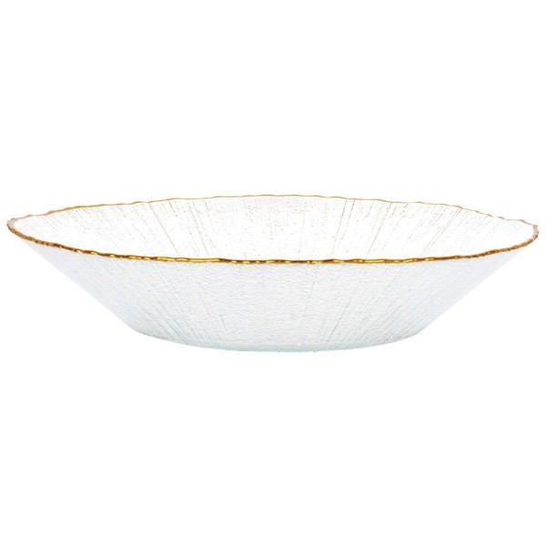 Салатна миска VILDE 139718, скляна золота 20,5 см / 500 мл — для подачі салатів і супів