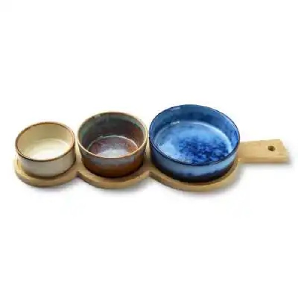 Deska do serwowania Modern Kitchen z miskami 36x12,5x5 cm