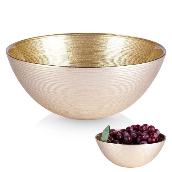 Золота скляна миска для супу, салату, закусок, чіпсів 15 см 600 мл VILDE 139260