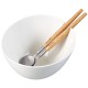 Miska porcelanowa Klausberg KB-7787 do sałatek 23 cm biała z łyżkami