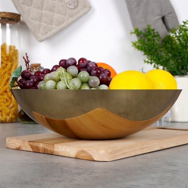 Миска VILDE 139397, сталева золота 27.5 см 2.5 л — для фруктів, закусок та десертів