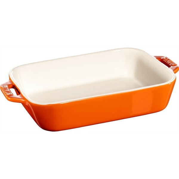 Керамічний прямокутний півмісек Staub Cooking 1.1 л, помаранчевий для сервірування столу