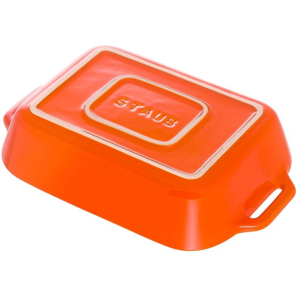 Керамічний прямокутний півмісек Staub Cooking 1.1 л, помаранчевий для сервірування столу