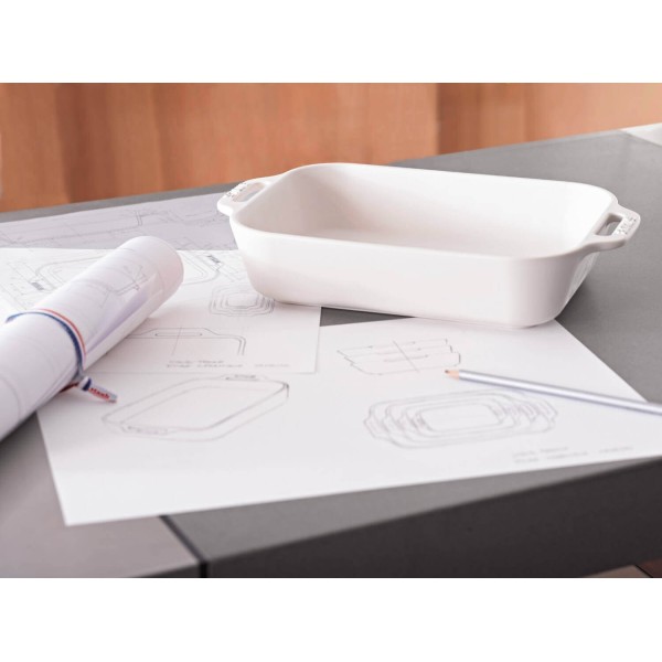 Півміськ для сервірування, Staub Cooking, прямокутний керамічний, 4.5 л, білий