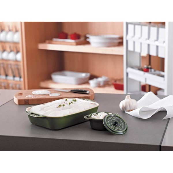 Піднос для сервірування Staub Cooking прямокутний керамічний 1,1 л зелений