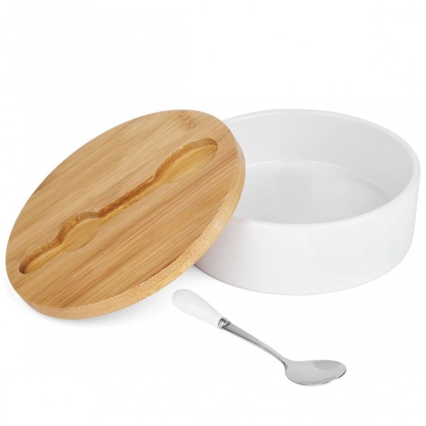 Cukiernica ceramiczna Konighoffer 4233 z łyżeczką biała do serwowania cukru