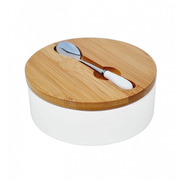 Cukiernica ceramiczna Konighoffer 4233 z łyżeczką biała do serwowania cukru