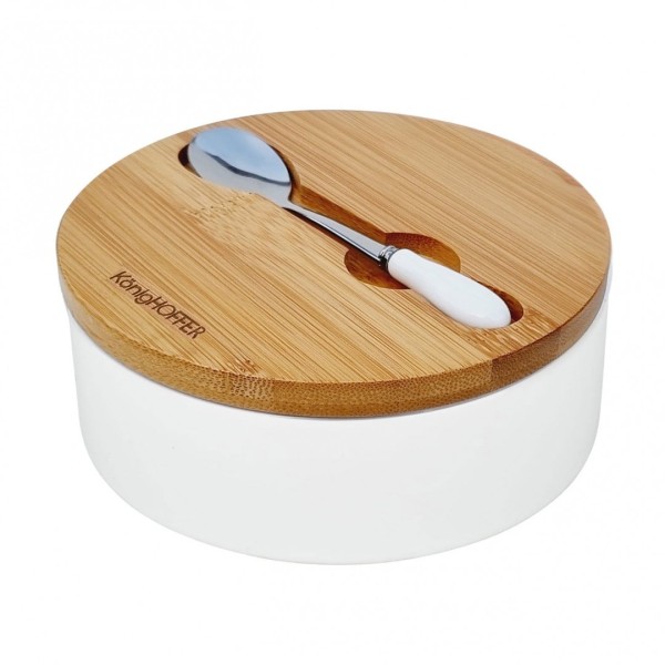 Cukiernica ceramiczna Konighoffer 4233 z łyżeczką biała do serwowania cukru