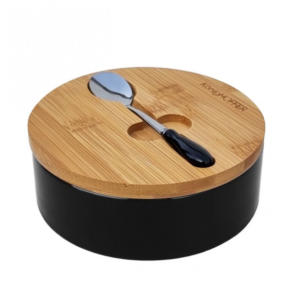 Cukiernica ceramiczna Konighoffer 4240 z łyżeczką czarna do serwowania cukru