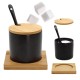 Cukierniczka Brunbeste BB-4501 ceramiczna z bambusową podstawką 350 ml do serwowania cukru