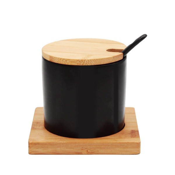 Cukierniczka Brunbeste BB-4501 ceramiczna z bambusową podstawką 350 ml do serwowania cukru