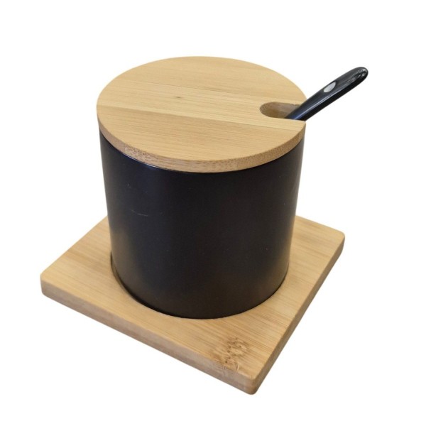 Cukierniczka Brunbeste BB-4501 ceramiczna z bambusową podstawką 350 ml do serwowania cukru