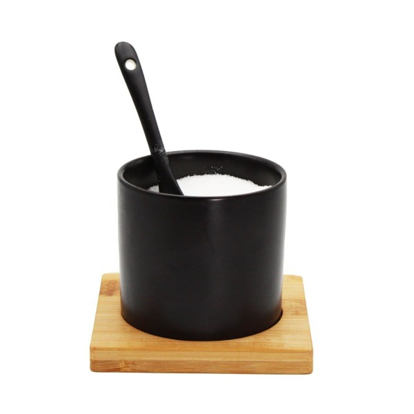 Cukierniczka Brunbeste BB-4501 ceramiczna z bambusową podstawką 350 ml do serwowania cukru