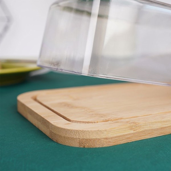 Масленка Excellent Houseware бамбукова для сервірування, контейнер для зберігання масла 150462
