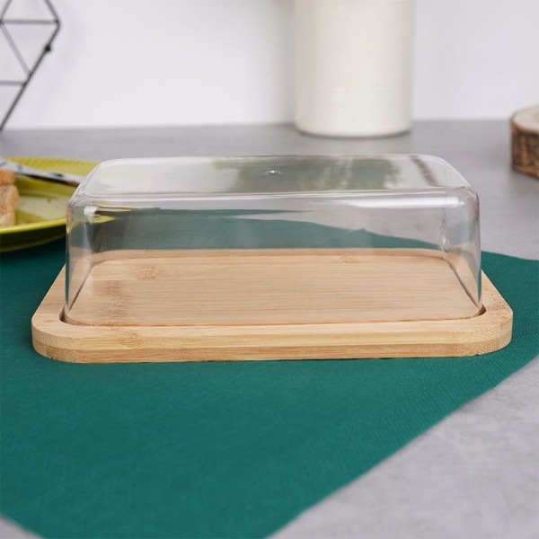 Масленка Excellent Houseware бамбукова для сервірування, контейнер для зберігання масла 150462