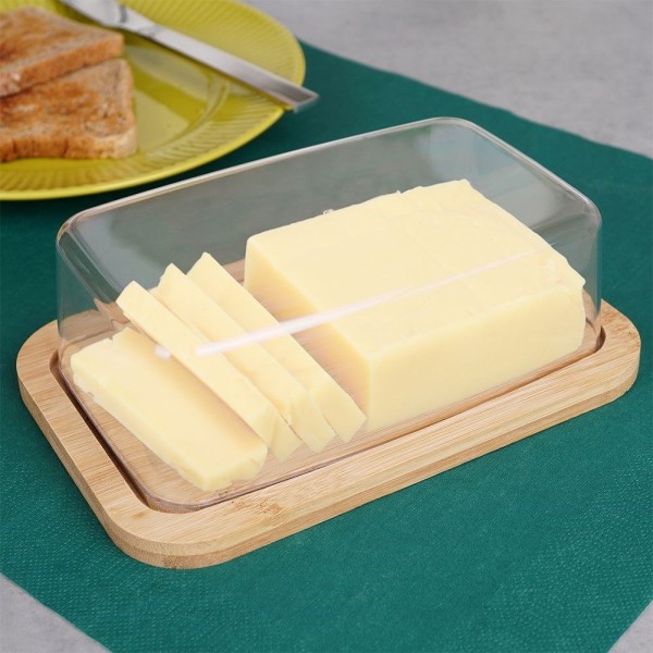 Масленка Excellent Houseware бамбукова для сервірування, контейнер для зберігання масла 150462