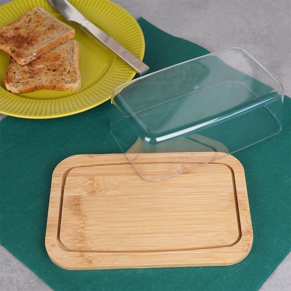 Масленка Excellent Houseware бамбукова для сервірування, контейнер для зберігання масла 150462