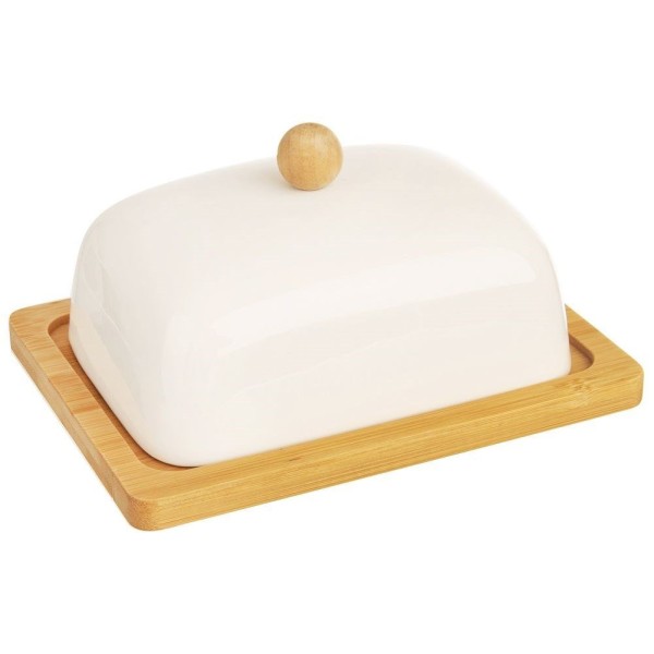 Maselnica porcelanowa Whiteline Orion 127144 pojemnik na masło biały do serwowania