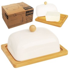 Maselnica porcelanowa Whiteline Orion 127144 pojemnik na masło biały do serwowania