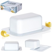 Масленка Vilde 259629, сталева біла, контейнер для зберігання масла, посуд для сервірування