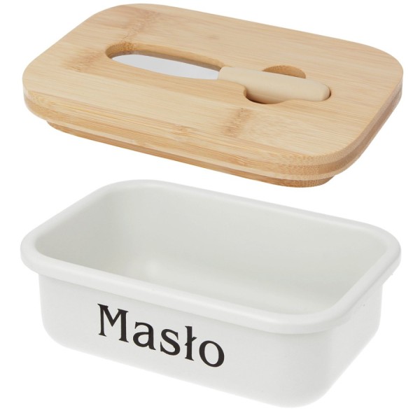 Масленка, MASELNICZKA, stalowa 2776 — для подачі масла з ножиком для намазування