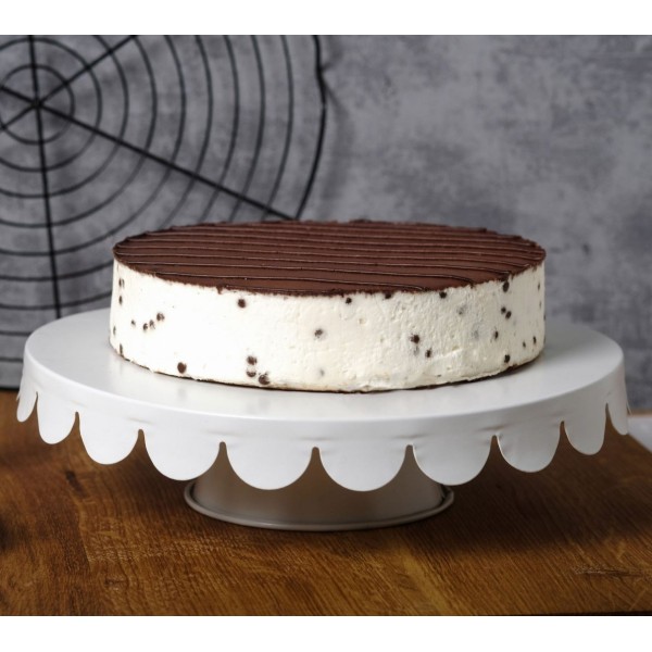 Тарілка для тортів, Brunbeste BB-2728, металева 28 см, біла — для сервірування та подачі десертів