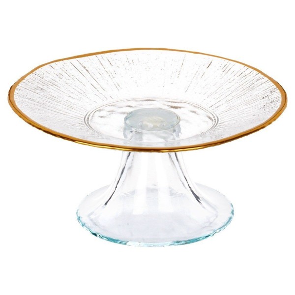 Патера VILDE 139723 — скляна на ніжці для тортів, кексів, фруктів, золота 15.5 см