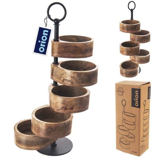 Пatera, ORION, 5-поверхова дерев'яна підставка для тортів/фруктів/капкейків MANGO 44.5 см