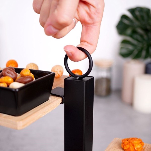 Підставка для десертів, EXCELLENT HOUSEWARE, 3-рівнева бамбукова patera з мисочкою 32×32×26.5 см для тортів і фруктів