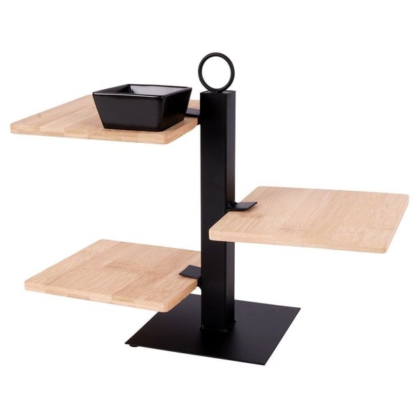 Підставка для десертів, EXCELLENT HOUSEWARE, 3-рівнева бамбукова patera з мисочкою 32×32×26.5 см для тортів і фруктів