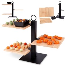 Підставка для десертів, EXCELLENT HOUSEWARE, 3-рівнева бамбукова patera з мисочкою 32×32×26.5 см для тортів і фруктів