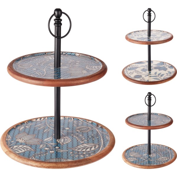 Patera do serwowania ciasta 2-poziomowa 43 cm 2ASS