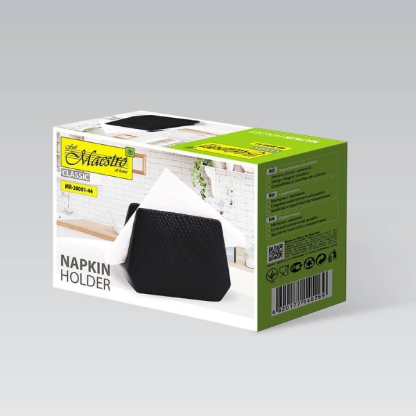 Серветник, Maestro, Ceramiczny stojak na serwetki MR-20001-44, чорний (для сервірування столу)