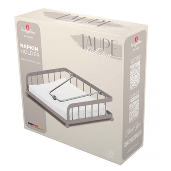 Сервісний тримач серветок, Berlinger Haus BH-8592, з притискачем, тауп — для столу та подачі