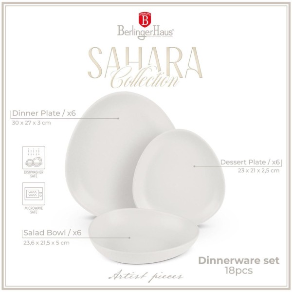 Serwis obiadowy Berlinger Haus Sahara BH-10020, komplet 18 elementów dla 6 osób