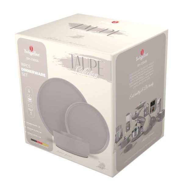 Serwis obiadowy Berlinger Haus Taupe 18 elementów dla 6 osób BH-10006