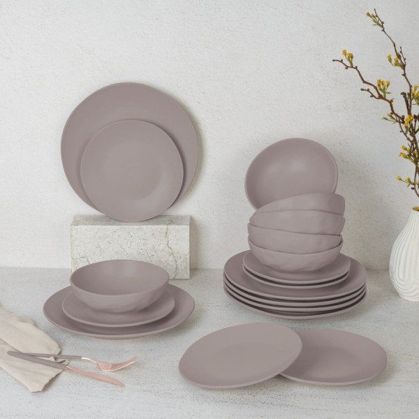 Serwis obiadowy Berlinger Haus Taupe BH-10023, komplet 18 elementów dla 6 osób