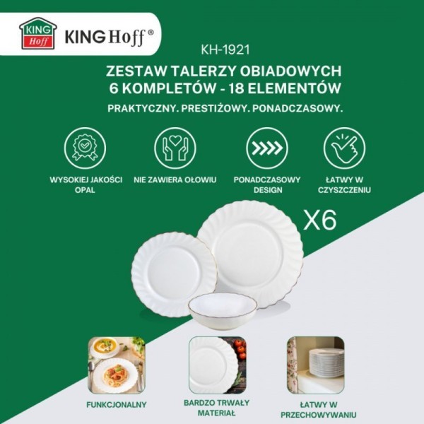 Serwis obiadowy Kinghoff KH-1921 Opal Marigold, 18 elementów, dla 6 osób